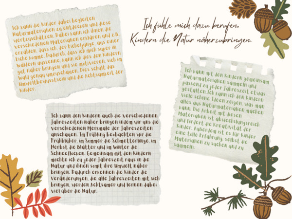 Herbstlich gestaltete Collage mit Dingen, die Eicheljunge Pauli gerne mag: Kindern die Natur näherbringen