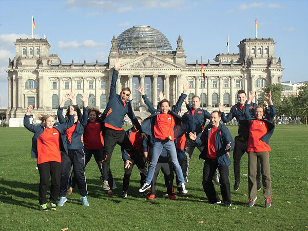 Massage-Schüler beim Marathon