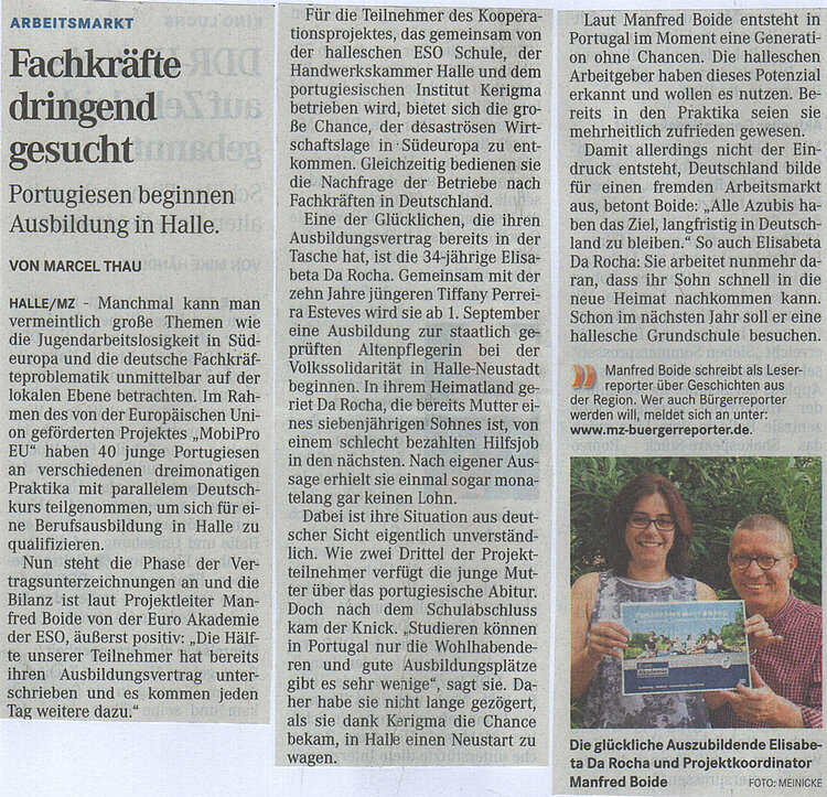 Fachkräfte gesucht - Ausbildungsplatz an der Euro Akademie gefunden