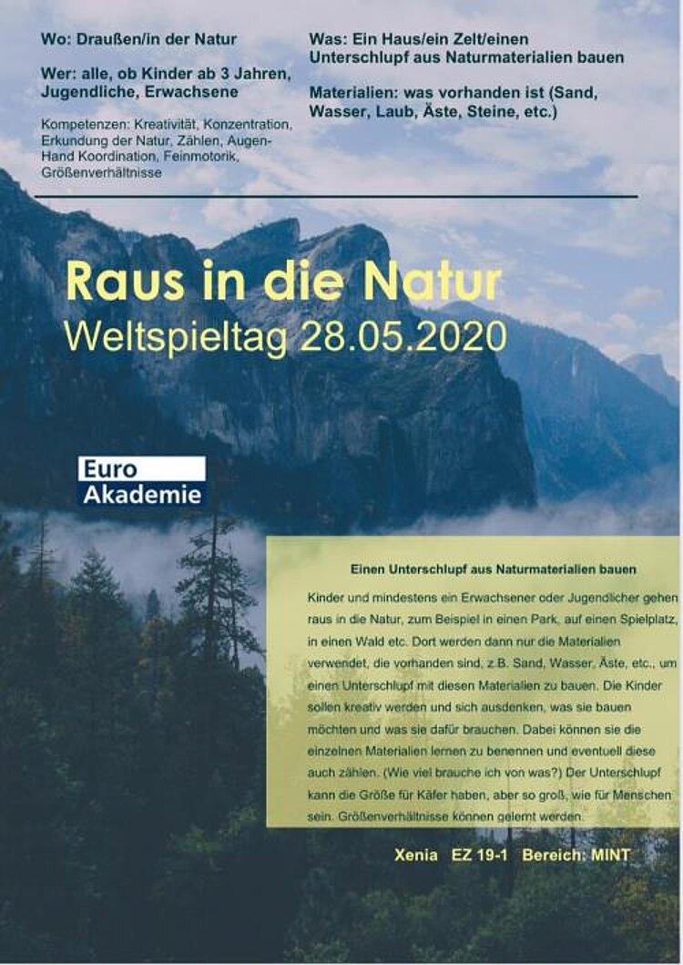 Weltspieltag: Raus in die Natur
