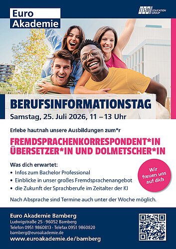 Plakat zum Berufsinformationstag der Euro Akademie Bamberg am 25.07.2026