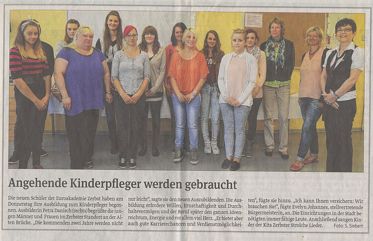 Eröffnung des neuen Ausbildungsjahres für die Kinderpfleger-Klasse 2014