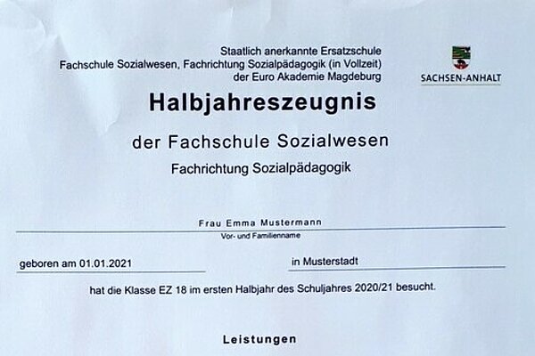 Abholung der Halbjahreszeugnisse
