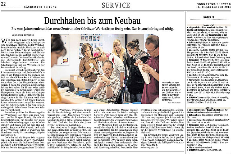 Sozialassistentenklasse zu Besuch in den Görlitzer Werkstätten