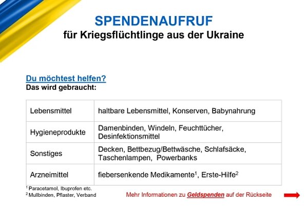 Auszubildende der Euro Akademie Berlin starten Hilfsaktion für die vom Ukraine-Konflikt betroffenen Menschen