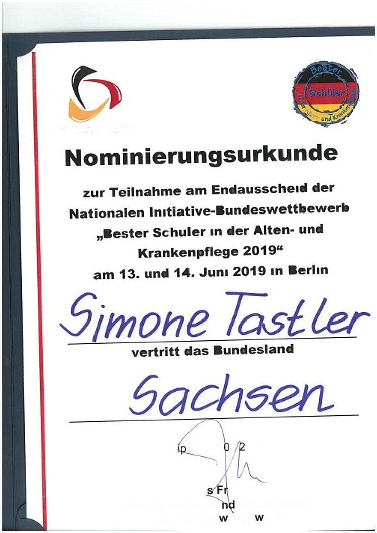 Bundeswettbewerb „Bester Schüler in der Alten- und Krankenpflege“