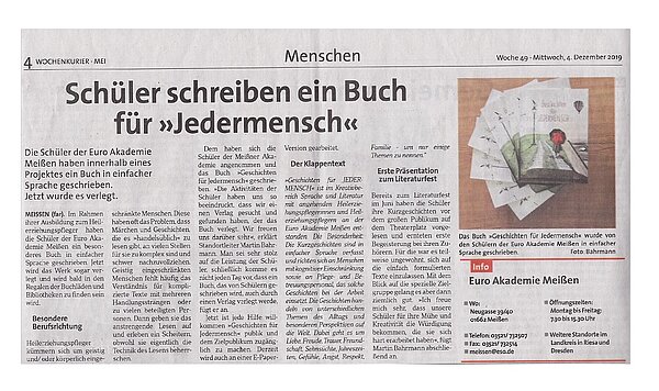 Wochenkurier Meißen berichtet über Buchveröffentlichung